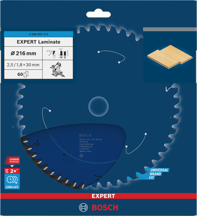 Bosch EXPERT laminaatlõike ringsae tera 216 mm T60.